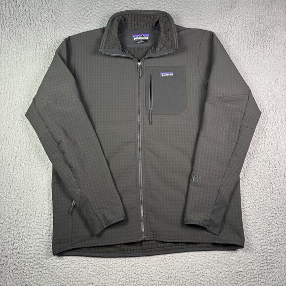 Patagonia Regulator R2 TechFace Full Zip Fleece Jacket Mens Large Black Grid - Picture 2 of 9